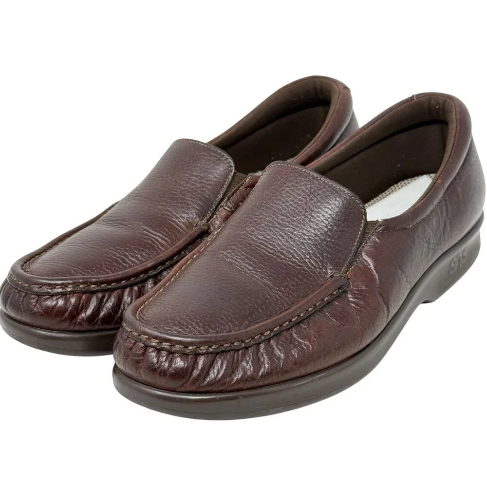 SAS Twin Tripad Slip On Loafers Brown Leather Soft Casual Comfort Womens Size 8?